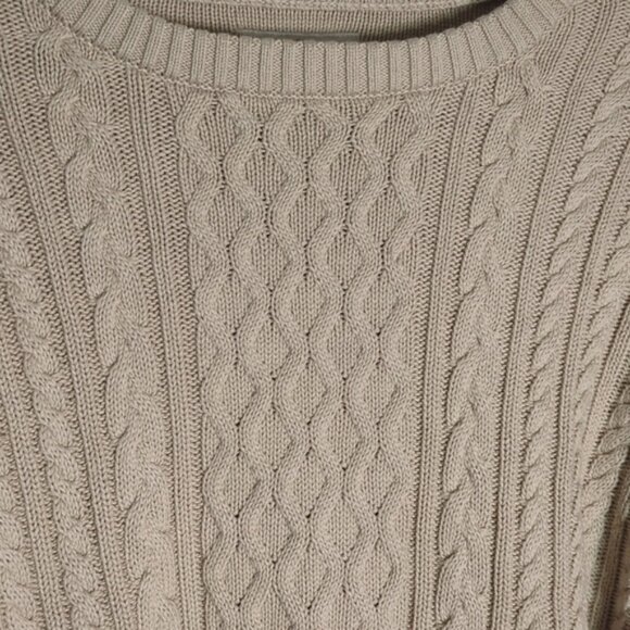 St Johns Bay Mens Fishermans Sweater Cable Knit Cotton Cream Chunky Grandpa XXL - Picture 3 of 8